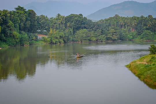 An aesthetic morning view of Chaliyar river from Areekode town in Malappuram district.