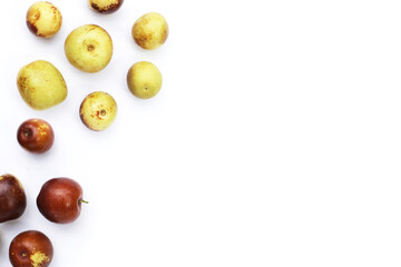 Fresh jujube fruit on white background