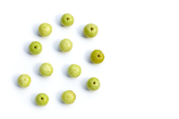 Emblica on a white background. Top view