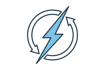 energy transition icon. icon related with energy and technological development . flat line icon style. Simple vector design editable