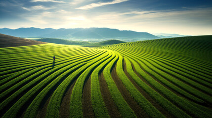 tea or rice fields in china. agriculture and farming