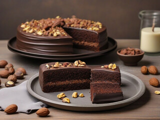 tray of chocolate cake and Chocolate Slices With Nuts