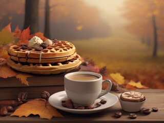 autumn relax waffle and coffee