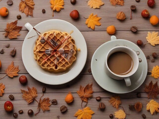 autumn relax waffle and coffee