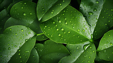 water drop on green leaf for nature macro background