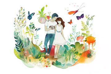 Couple Planting a Love-Filled Garden