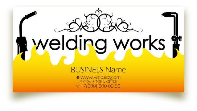 Welder and welding work business card concept with pattern