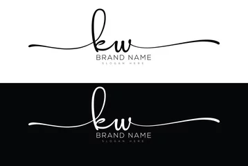 Foto op Aluminium Kw initial handwriting signature logo design © ActiveDesigner