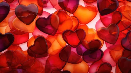 Fotobehang Red heart background. Balloon in form of hearts illustration. Modern 3d graphic, Valentine's Day concept. Romantic, creative banner, web poster.. © Oksana Smyshliaeva