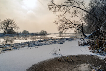 Podlaskie rzeki zimą, Nareśl, Narew, Biebrza, Polska - 696839958