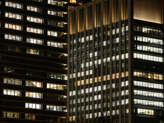 Obraz premium 東京駅と周辺の高層ビルの夜景の景色