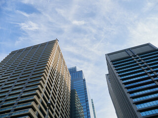 Fototapeta na wymiar 秋の東京都の都心の高層オフィスビルの風景