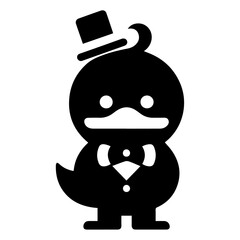 minimal carton funny character, Mr. duck, vector silhouette, white background