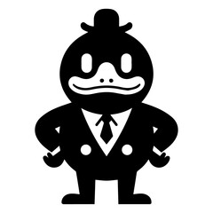 minimal carton funny character, Mr. duck, vector silhouette, white background