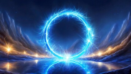 Obraz premium Electric Dreams: Abstract Magic with Blue Ring Light