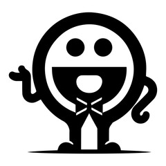 minimal carton funny character, Mr. Funny, vector silhouette, black color silhouette, white background