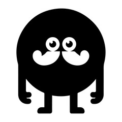 minimal carton funny character, Mr. Funny, vector silhouette, black color silhouette, white background