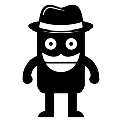 minimal carton funny character, Mr. Funny, vector silhouette, black color silhouette, white background