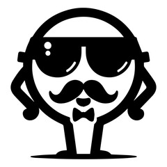 minimal carton funny character, Mr. Funny, vector silhouette, black color silhouette, white background