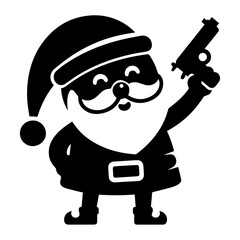 minimal carton funny character, Santa Claus, vector silhouette