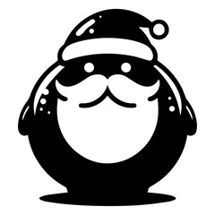 minimal carton funny character, Santa Claus, vector silhouette