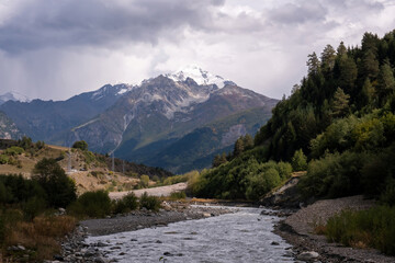 Fototapeta na wymiar stormy river in the mountains