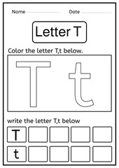 coloring letter T worksheets - writing letter T worksheets	