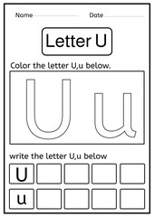 coloring letter U worksheets - writing letter U worksheets	