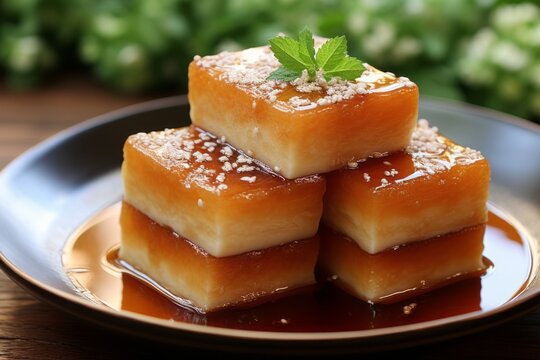 Delectably sticky chinese new year rice cakes, highlighting the cultural significance of nian gao.