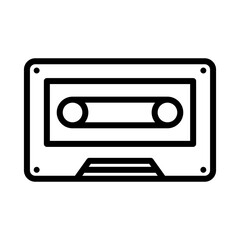 Magnetic tape cassette icon with line style