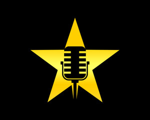 Microphone inside the golden star logo