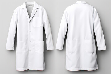 Medical front and back white coat mockup, isolated