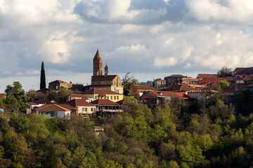Fototapeta premium view of the village of Sighnaghi in the Alazani Valley