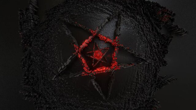 Pentagram wicca star esoteric occult spiritual and black magic symbol. Pentacle neon star amulet satanic pentagram