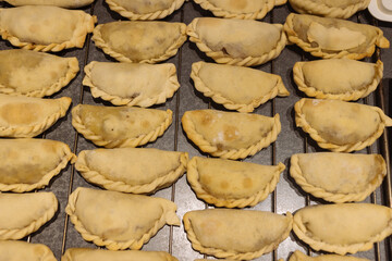 close up of Argentinean homemade empanadas 