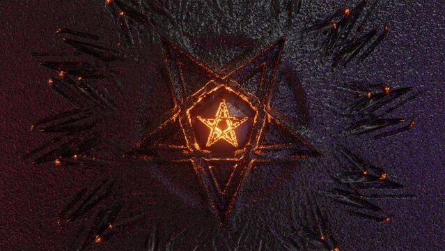 Pentagram wicca star esoteric occult spiritual and black magic symbol. Pentacle neon star amulet satanic pentagram