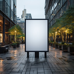 Mockup of a city billboard sign in the middle of a street