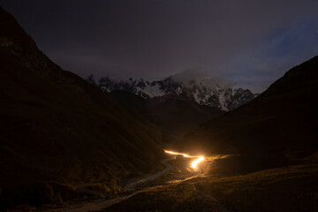 view of the road in a mountain valley at night © vadimborkin