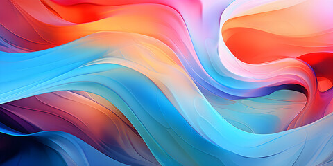 Neon Fluid Waves, Colorful abstract background with waves in different colors