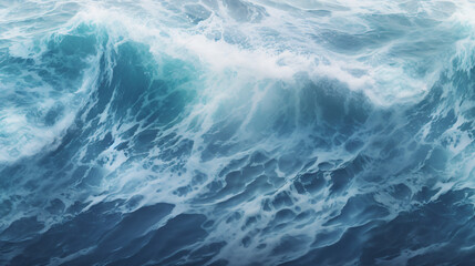 A large wave is breaking on the ocean water with a blue sky in the background and a few clouds in the sky over the water.