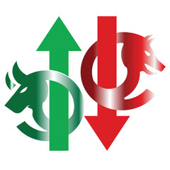 red and green arrows, stock market, investor, bullish vs bearish