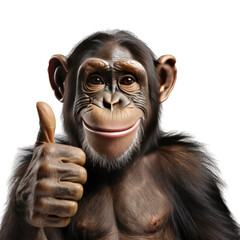 A monkey giving a thumbs up isolated on Transparent Background PNG