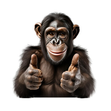 A monkey giving a thumbs up isolated on Transparent Background PNG