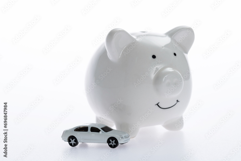 Wall mural piggy bank with model car