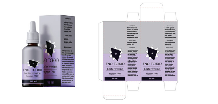 fno Box design, Packaging design Template for cosmetic, perfume, Supplement, Beauty, Hair, Skin, lotion, medicine. Label design, packaging design creative idea. image of cosmetic bottle and box.