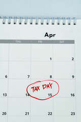 Tax day marked on calendar