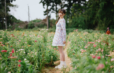 portrait of an asian girl in spring