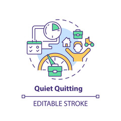 2D editable multicolor quiet quitting icon, simple isolated vector, thin line illustration representing workplace trends.