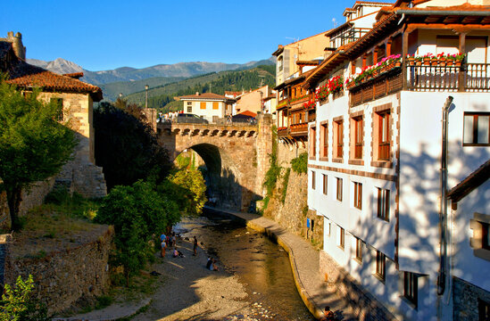 Traditional houses in Potes, Cantabria, Spain