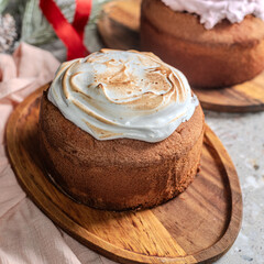 Christmas Easter cake with mascarpone and caramel. Easter cakes and baskets, Restaurant menu